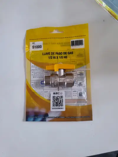 Llave de Paso de Gas 1/2 HI x 1/2 HE - miniatura 1