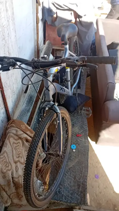 Bicicleta de montaña gris con frenos Shimano - miniatura 1