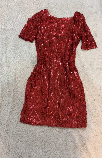 Vestido rojo con lentejuelas Ark & Co talla M - miniatura 1