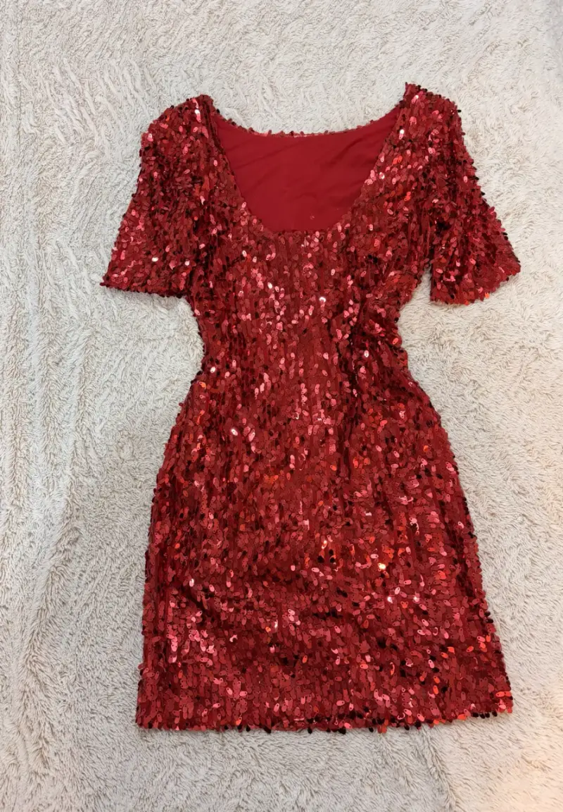 Vestido rojo con lentejuelas Ark & Co talla M - 2