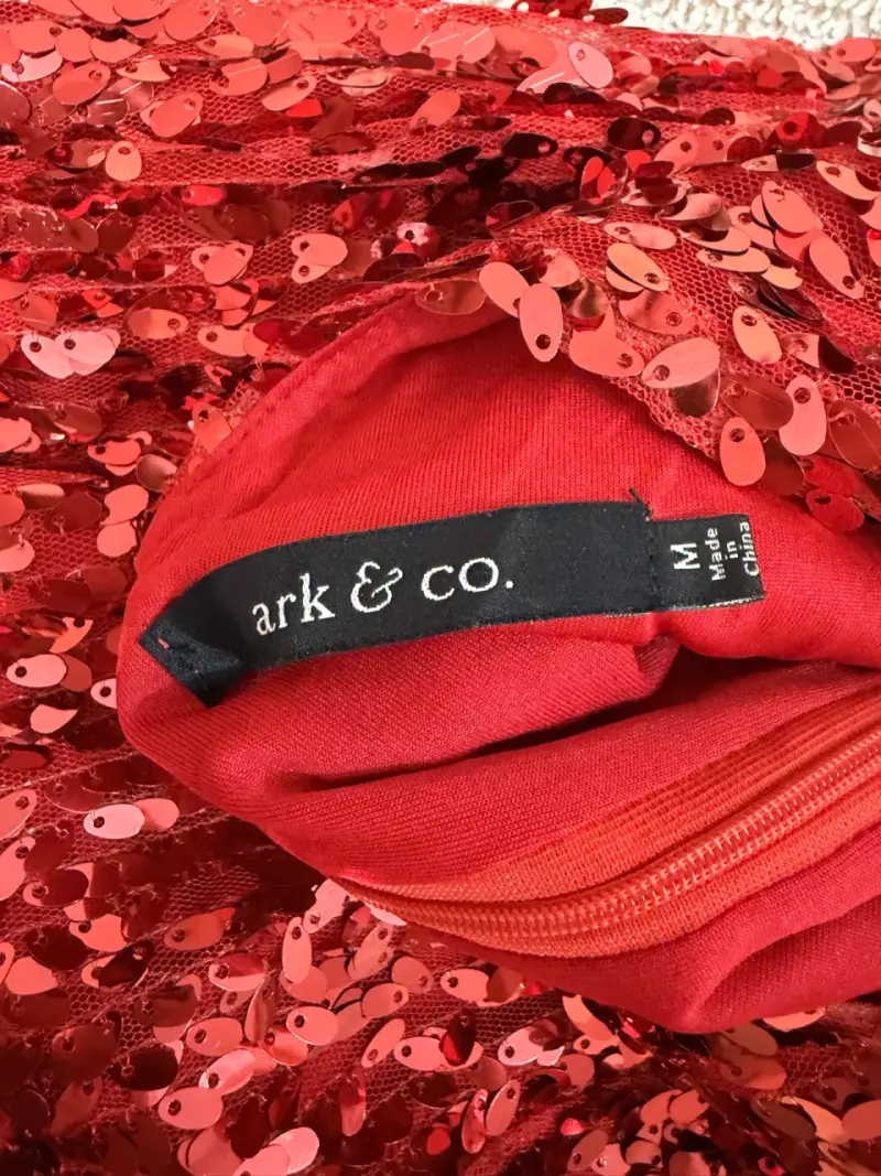 Vestido rojo con lentejuelas Ark & Co talla M - 3