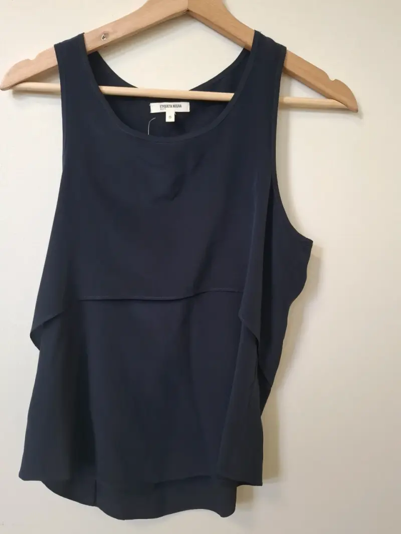 Blusa sin mangas azul marino talla S - 2