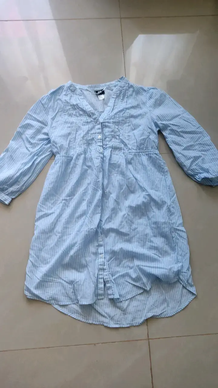 Vestido camisero azul a rayas H&M - 1