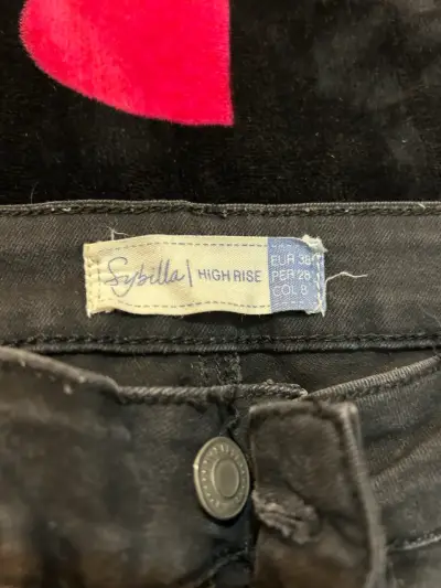 Pantalones negros con ojales estilo corsé sybilla - miniatura 2