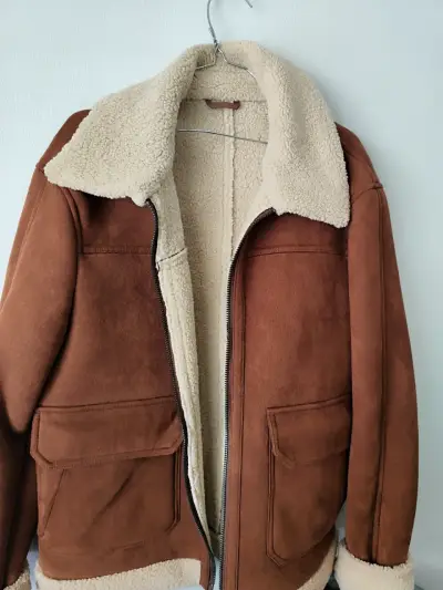 Chaqueta de hombre marrón con forro de borrego - miniatura 1