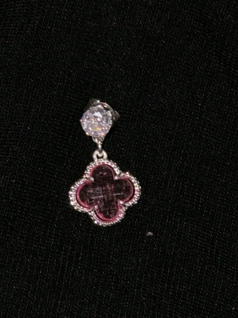 Dije de plata con circonia cúbica y piedra rosa - 2