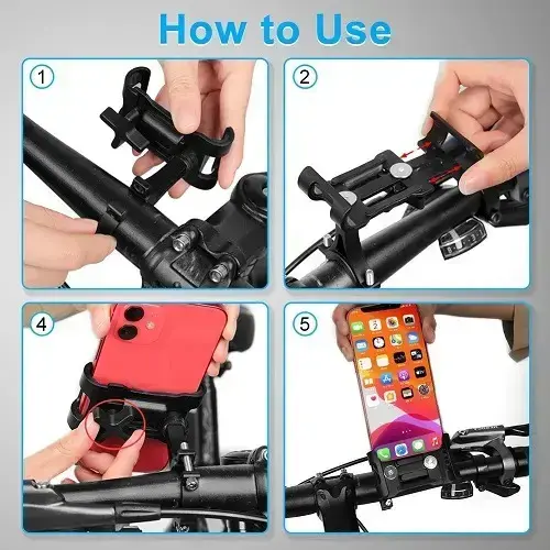 Soporte de Teléfono para Bicicleta Ajustable Negro - 3