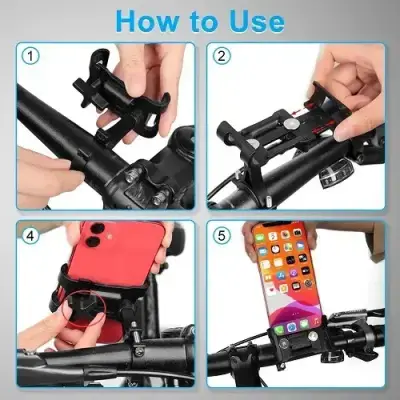 Soporte de Teléfono para Bicicleta Ajustable Negro - miniatura 3