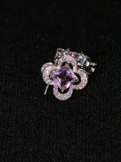 Aros de plata 925 con piedra morada - miniatura 2