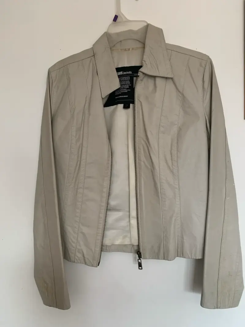 Chaqueta de cuero beige Elus para mujer - 1