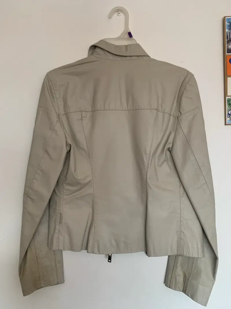 Chaqueta de cuero beige Elus para mujer - 3