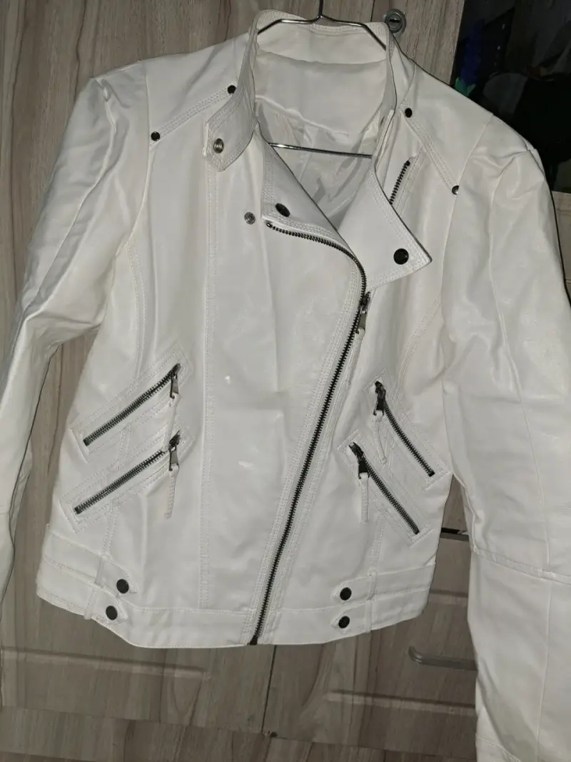 Chaqueta blanca con cierres S - 2