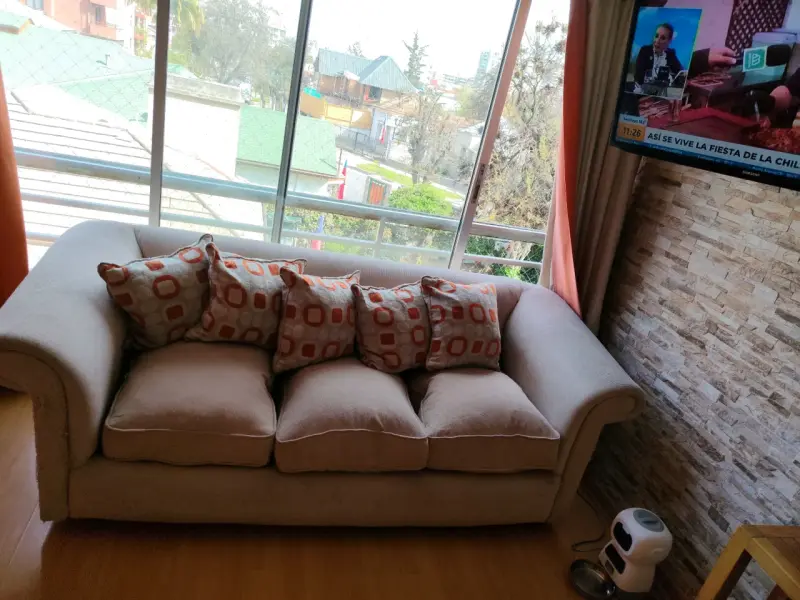 Sofá beige con cojines decorativos - 2