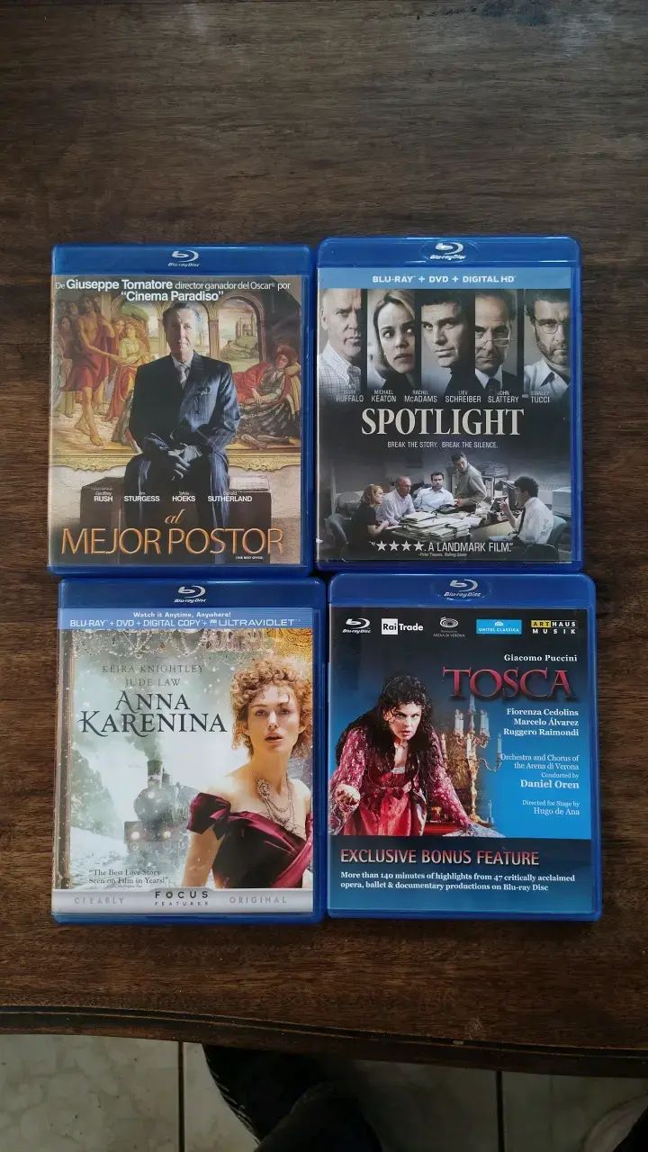 Colección de películas en Blu-ray: Anna Karenina, Spotlight, Tosca y El Mejor Pastor