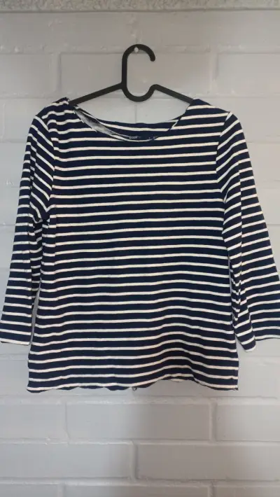 Polera de rayas azul y blanco con botones - miniatura 1