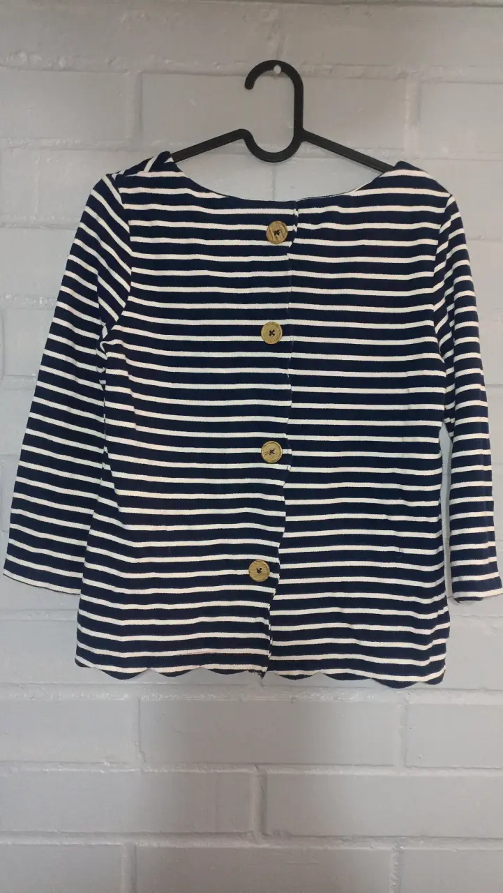 Polera de rayas azul y blanco con botones - 2