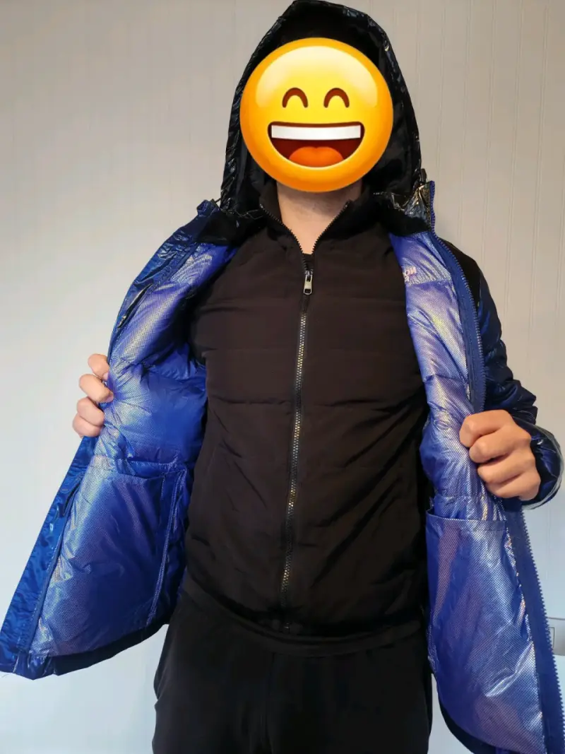 Chaqueta de invierno azul The North Face con gorro - 4