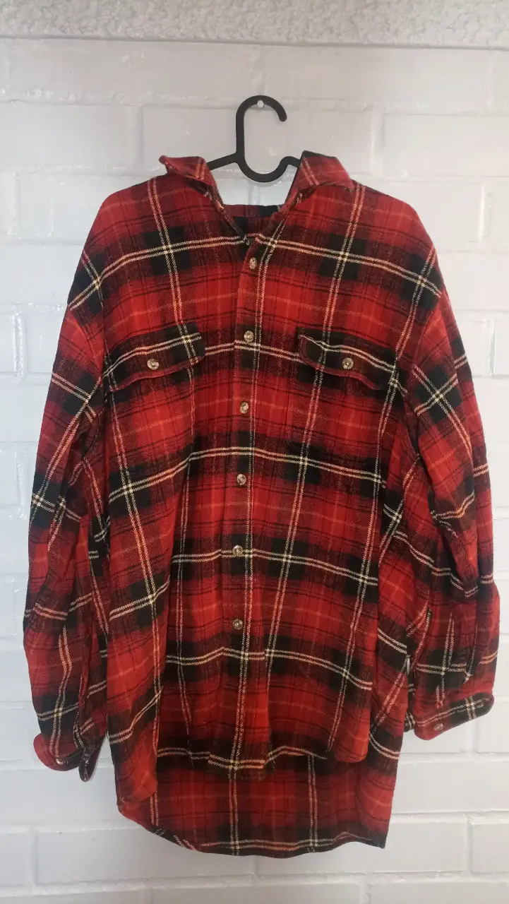Camisa de franela a cuadros roja para hombre - 1