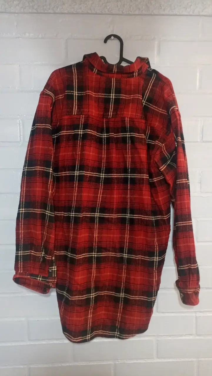 Camisa de franela a cuadros roja para hombre - 2
