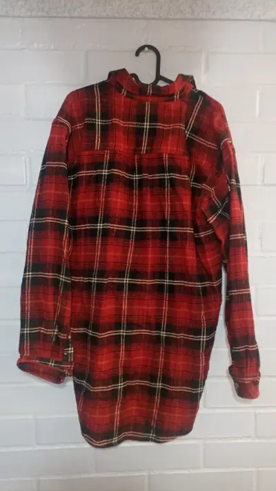 Camisa de franela a cuadros roja para hombre - miniatura 2