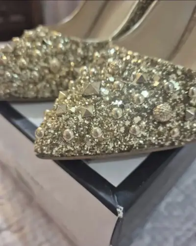 Tacones dorados con glitter Nine West talla 36.5 - miniatura 4