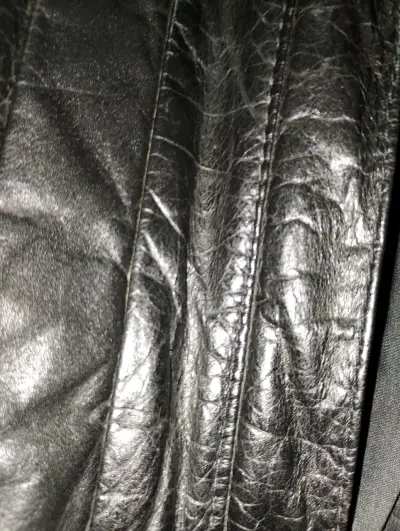 Chaqueta de cuero negra unisex - miniatura 2