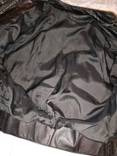 Chaqueta de cuero negra unisex - miniatura 4