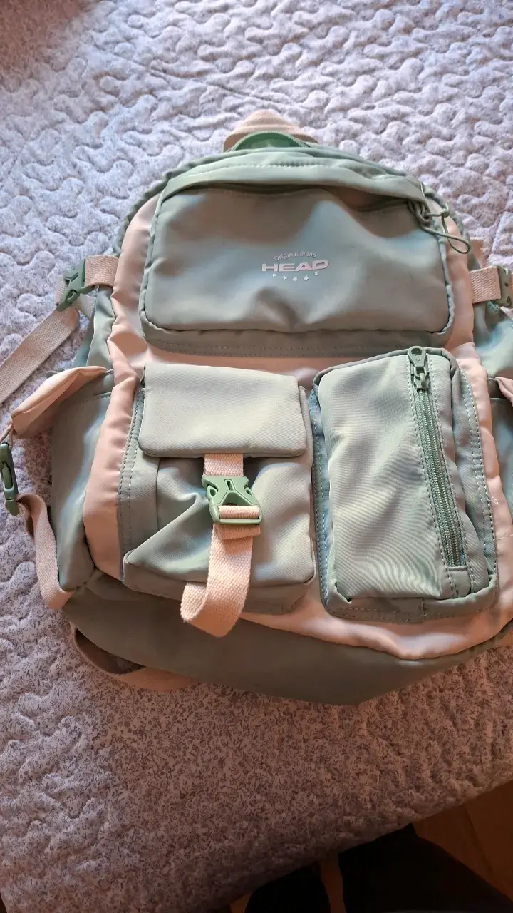 Mochila verde Head con múltiples bolsillos - 1