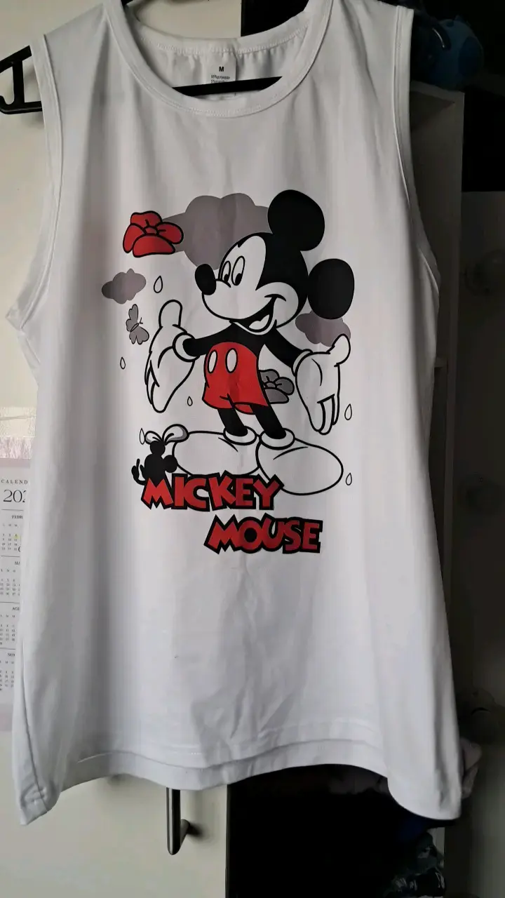 Polera sin mangas Mickey Mouse blanca talla M - 1