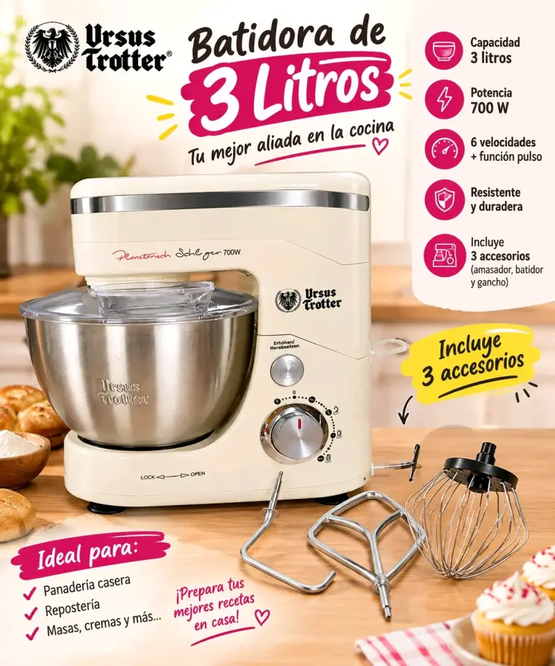 Batidora Ursus Trotter 3 Litros con Accesorios