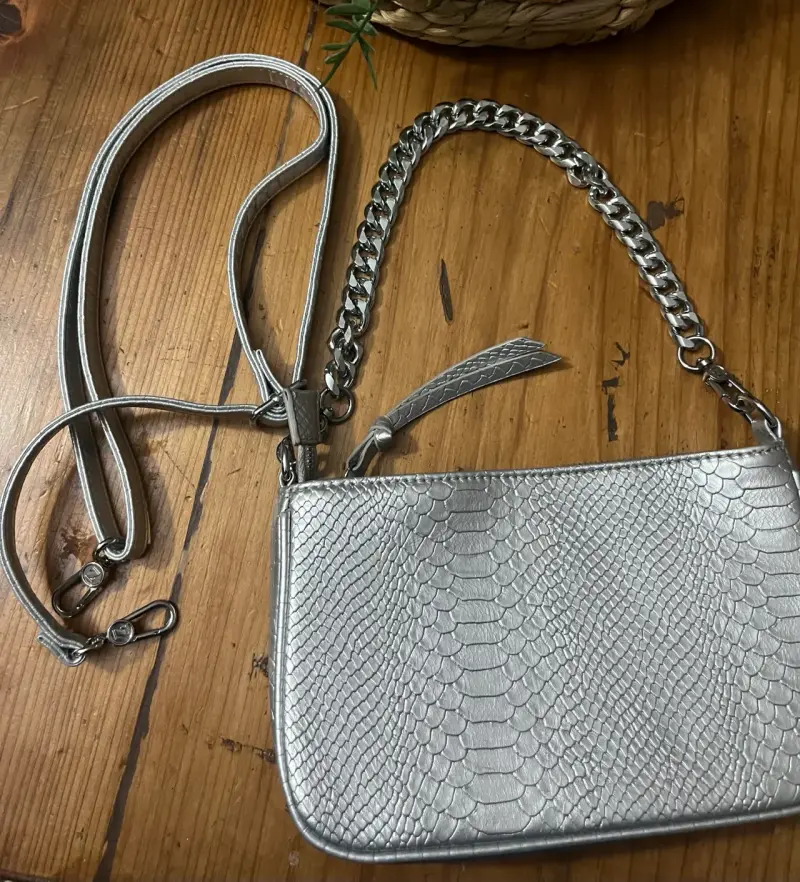 Cartera plateada con textura de serpiente Zappa - 2