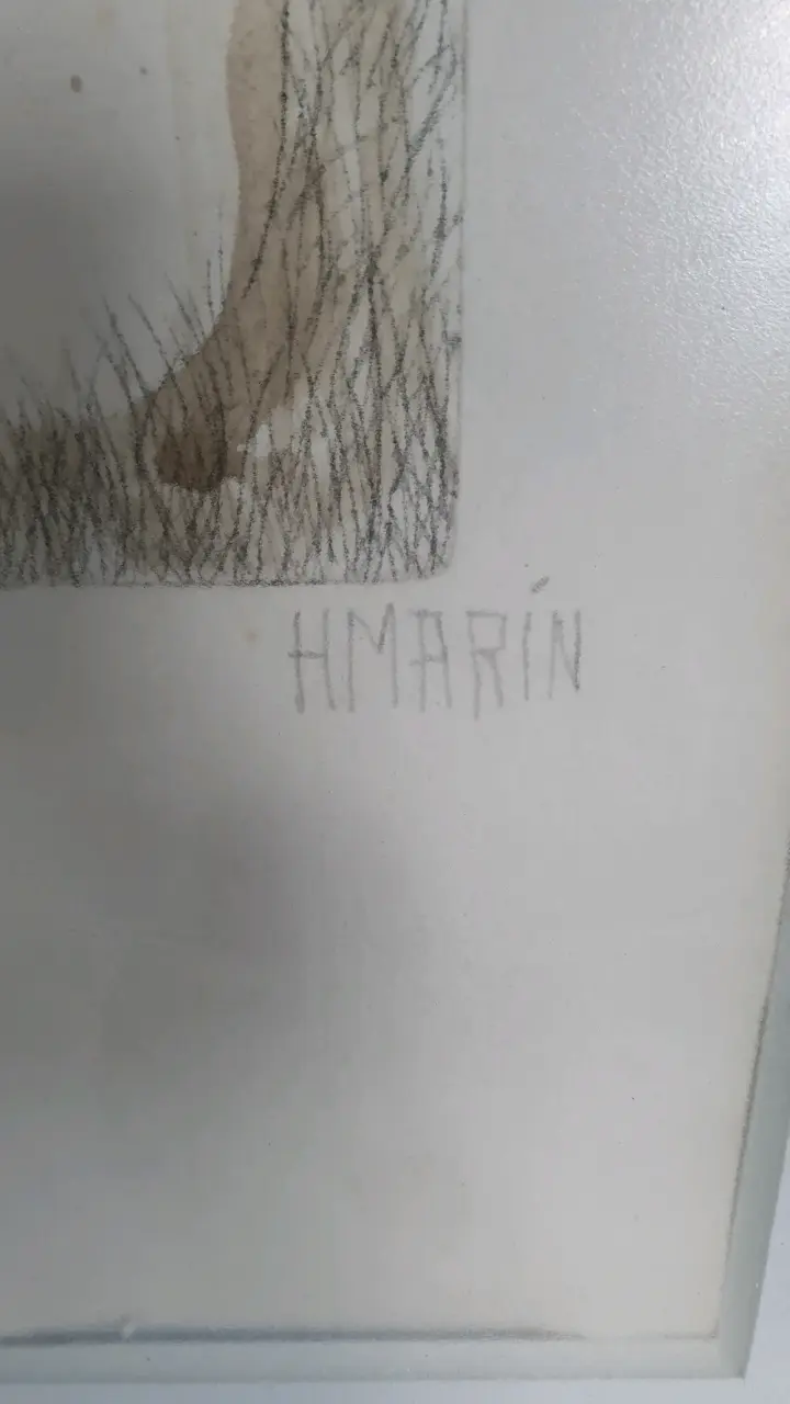 Grabado artístico enmarcado de H. Marín - 1