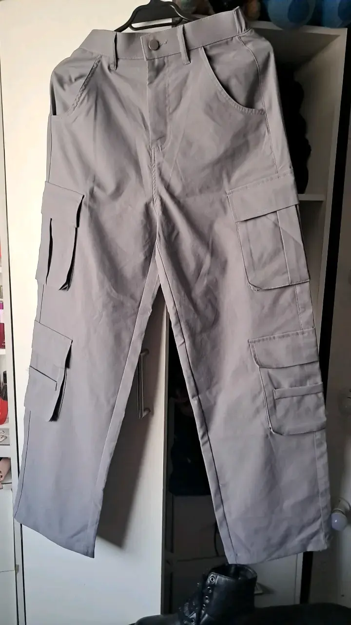 Pantalones cargo grises de poliéster talla S - 1
