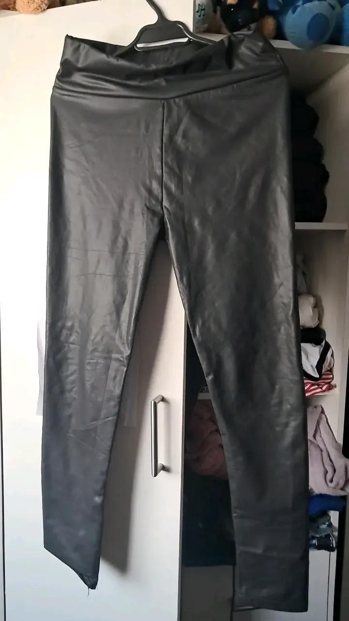 Leggings de cuero sintético negro talla L/XL - 1