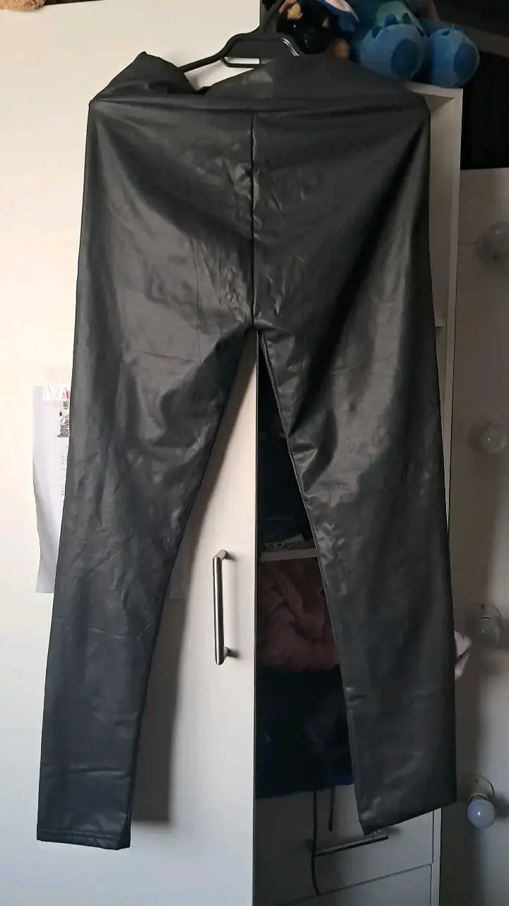Leggings de cuero sintético negro talla L/XL - 2