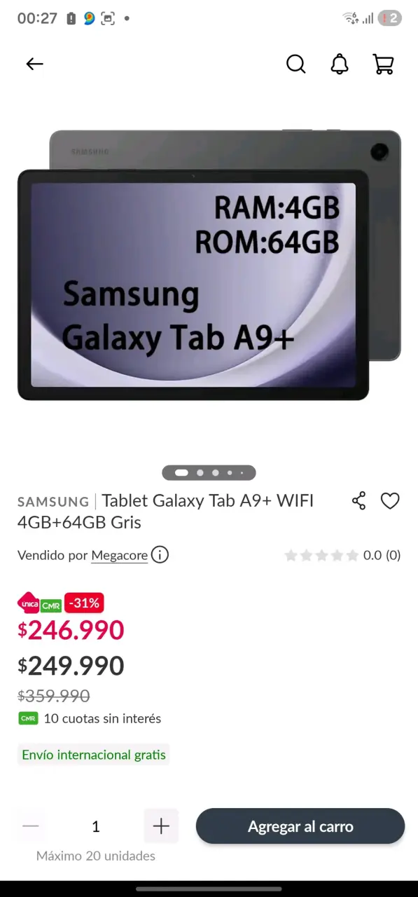 Tablet Samsung Galaxy Tab A9+ 4GB/64GB Gris - 1