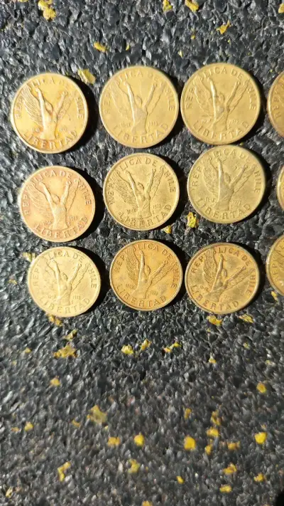 14 Monedas Ángel de la libertad Chile Antiguas - miniatura 2