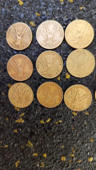 14 Monedas Ángel de la libertad Chile Antiguas - miniatura 4