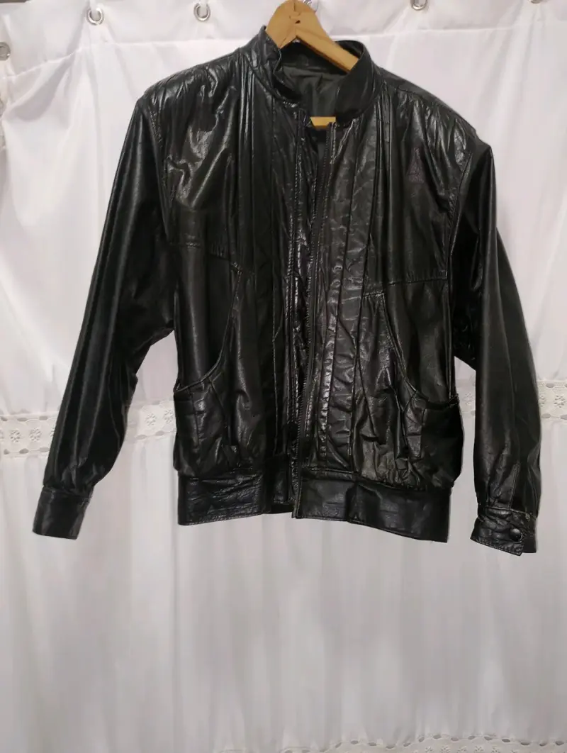 Chaqueta de cuero negra para hombre - 1
