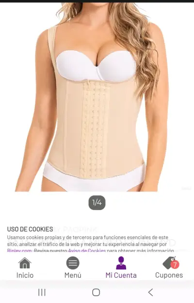 Faja reductora beige con tirantes nueva - miniatura 1