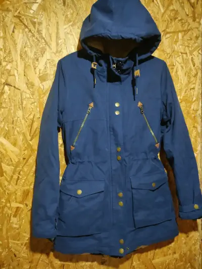 Parka azul con capucha y forro interior - miniatura 1