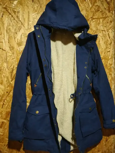 Parka azul con capucha y forro interior - miniatura 2