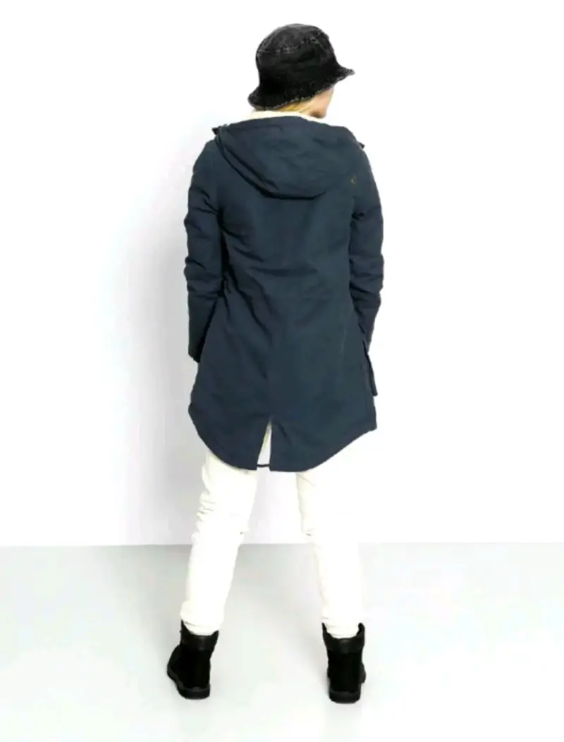 Parka azul con capucha y forro interior - 5