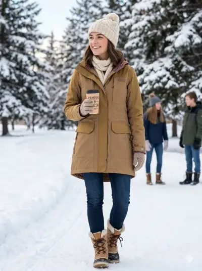 Parka impermeable marrón para mujer - miniatura 1