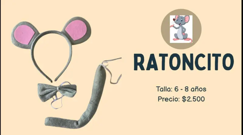 Disfraz de ratón para niños 6-8 años