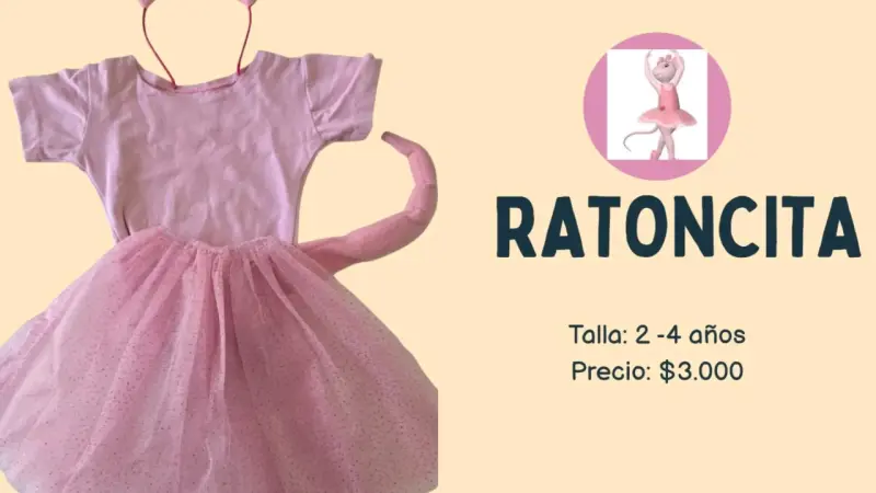 Disfraz de ratoncita para niñas 2-4 años