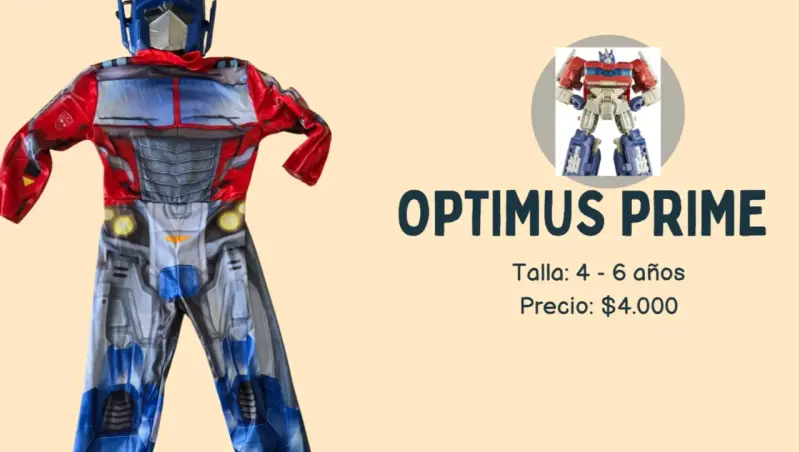 Disfraz de Optimus Prime para niños 4-6 años
