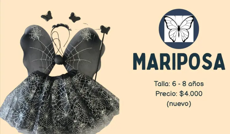 Disfraz de mariposa para niñas 6-8 años