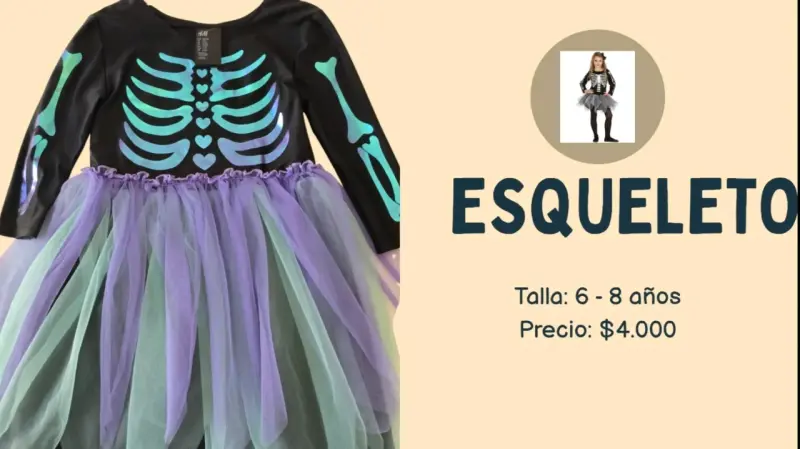 Disfraz de Esqueleto para Niños 6-8 Años