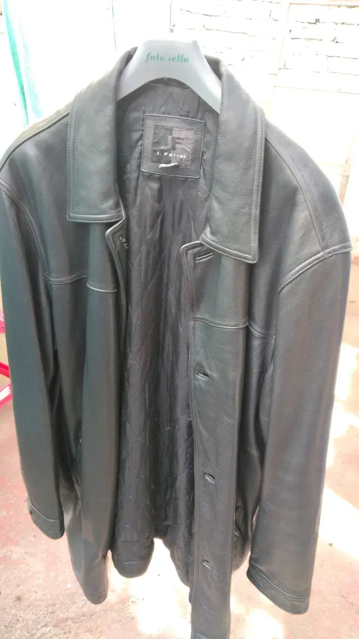 Abrigo de cuero negro J. Ferrar para hombre - 1